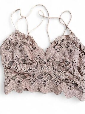 Free People FP One dusty rose Ilektra bralette lace crop top Sz S